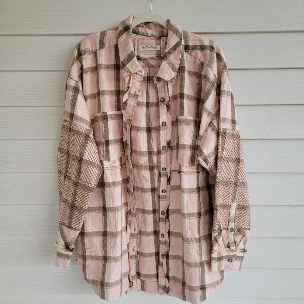 Free People - We The Free 100% Cotton Flannel soft light pink button down shirt - Picture 5 of 7